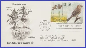 USA5 #3611a ADDR PCS ARTCRAFT FDC STR2  Pine Forest Northern Bobwhile - Picture 1 of 1