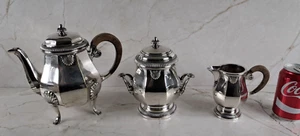 service à thé en métal argenté art déco coquille - Imagen 1 de 19