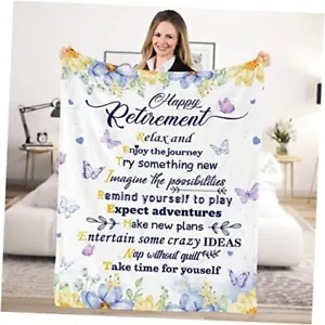 Retirement Gifts for Women Blanket, Soft 50 x 60 Inch Retirement-white Purple - Picture 1 of 7