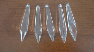 Vintage Glass Set of 5 CHANDALIER ICICLE 3" PRISMS - Picture 1 of 2