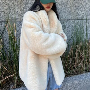 Winter Environmentally Friendly Rabbit Fur Jacket Ladies Faux Fur Short Parka - Picture 1 of 26