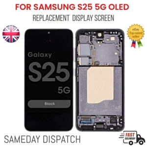 OLED für Samsung Galaxy S25 S931 Bildschirm LCD Touch Display SCHWARZ + Rahmen Schwarz UK - Bild 1 von 1