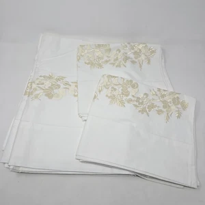 SFERRA Queen Flat Sheet & 2 Pillowcases Percale With Floral Embroidery - Picture 1 of 8