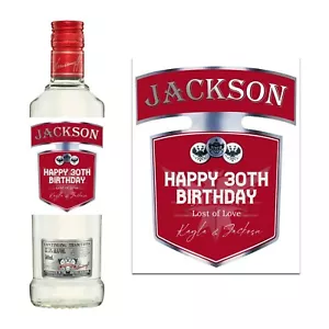 ETIQUETA PERSONALIZADA BOTELLA VODKA SMIRNOFF FELIZ CUMPLEAÑOS HOMBRES MUJERES NOMBRE EDAD - Imagen 1 de 2