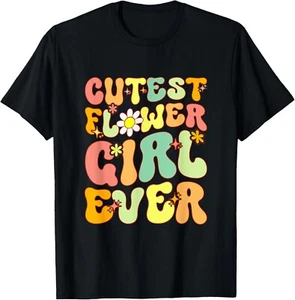 Groovy Cutest Flower Girl Ever A Bridesmaid Proposal Toddler Gift Unisex T-Shirt - Picture 1 of 3