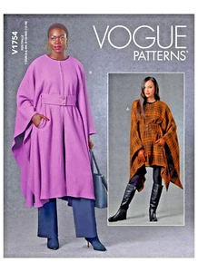 Vogue Women's Cape Sewing Pattern # R10865 V1754 Sizes XS-M Designer New Uncut - Picture 1 of 1