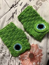 handmade monster mitts fingerless gloves green