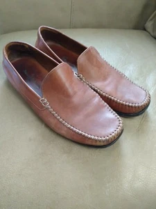 TOMMY BAHAMA men's 9.5 D Brown Leather Loafers Shoes , stitched, comfort, - Picture 1 of 10