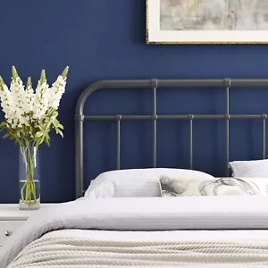 Modway Alessia Modern Farmhouse Metal Full Headboard in Gray - Picture 1 of 6