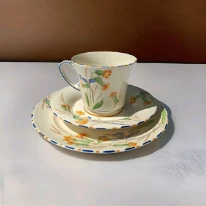 CROWN DEVON FIELDINGS Meadowsweet Trio Tea Cup Saucer Plates Vintage - Picture 1 of 8