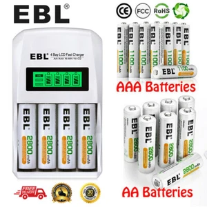 EBL 1.2V Ni-MH Rechargeable AAA AA Batteries 1100/2800mAh / LCD Charger LOT - Picture 1 of 45