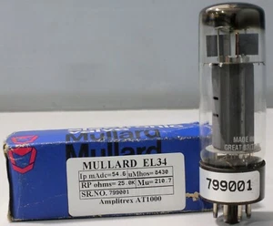 EL34 MULLARD Black Base Made in Great Britain AMPLITREX TESTED #799001 - Bild 1 von 13