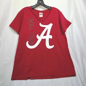 Alabama Crimson Tide Shirt Women's XL Red Short Sleeve V Neck Tee Gildan - Picture 1 of 7