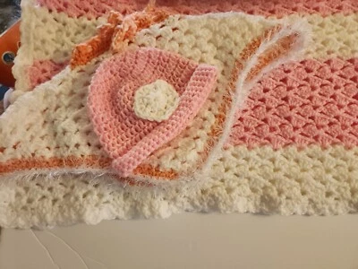 baby blankets girl hand crochet Includes A Baby Poncho and Hat  - Image 1 of 3