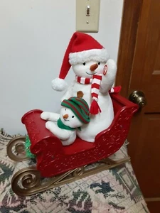 JINGLE PALS SLEIGH MUSICAL LIGHTED 2016 HALLMARK CHRISTMAS ANIMATED SNOWMAN - Picture 1 of 8