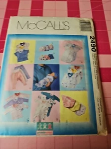 McCall Pattern 2490 Baby Layette Bunting Pants Hat Shirt Sizes Preemie NB-Sm FF - Picture 1 of 2