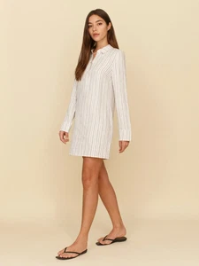 Reformation Malcom Minikleid Leinen blau Jersey gestreift Größe Small - Bild 1 von 11