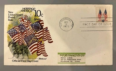 1973 10c Crossed Flags FDC Fleetwood Cachet San Francisco First Day of Issue - Image 1 of 4