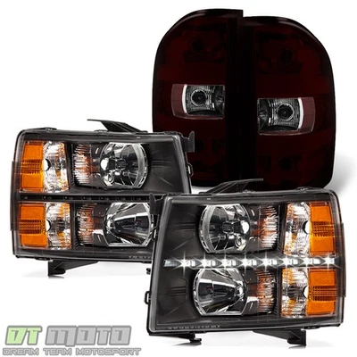 Faros LED para Chevy Silverado 2007-2013 + luces traseras tintadas negras lámparas 7-13 Foto 1 de 4