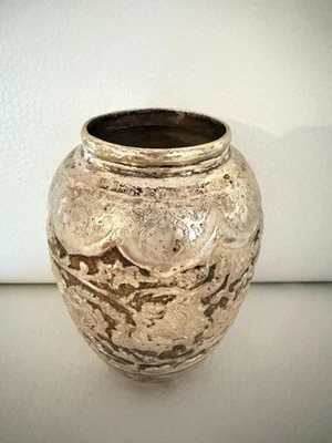 复古 PERSIAN 手工选择银色花瓶/罐子 - ORANTE REPOSSE 花朵和雕像 — 第 1/4 张图片