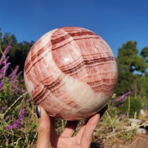 Pink Pork Stone Banded Pattern Sphere Crystal Dali Jasper grams 134mm 3290 grams - Picture 1 of 12