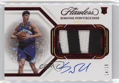 2022-23 Flawless Horizontal Ruby /15 Simone Fontecchio RPA Rookie Patch Auto RC - Image 1 of 2