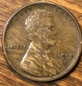 1913-S Lincoln Wheat Cent Monster Woody Improper Alloy Mix US Mint Error Penny - Picture 1 of 7