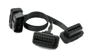 System-S OBD Y Cable 30 Cm OBD 2 16Pin J1962M Connector To 2X J1962F Socket Flat - Picture 1 of 4