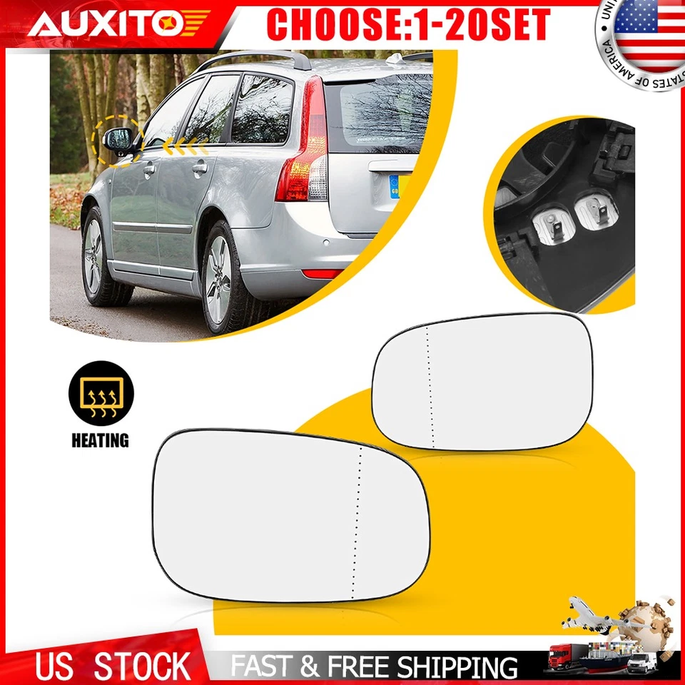 For Volvo S60 V70 C30 C70 S40 S80 V50 2007-2013 LH RH Heated Mirror Glass 2-10X - Image 1 of 4