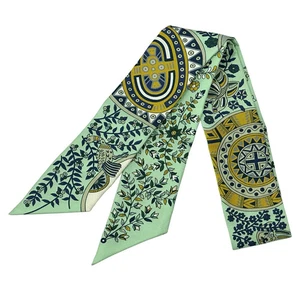 Bufanda de seda Hermès Twilly L' Arbre de Vie Tree of Life verde amarillo naturaleza Francia - Imagen 1 de 24