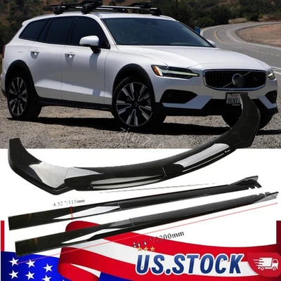 Glossy Black Front Bumper Lip For Volvo V60 Cross Country Add-on Side Skirts Foto 1 de 4