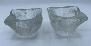 Vintage Mcm Indiana Glas klar Eis Kerzenhalter strukturiert konisch Candle-lite 2 - Bild 1 von 7