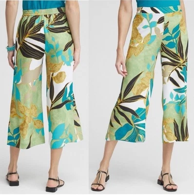 Pantalón Chico's 00 Pull On Pierna Ancha Corto Moda Culotte Nuevo con Etiquetas Santa Ponsa Palma Suave Foto 1 de 4