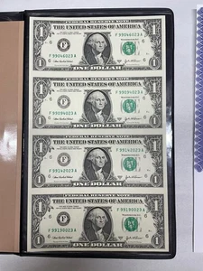 2003 $1 Federal Reserve Notes Uncut Sheet of 4 With Nice Holder And Certificate - Picture 1 of 7