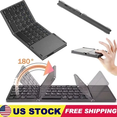 Mini teclado inalámbrico plegable delgado Bluetooth con panel táctil para iOS Android Windows - Imagen 1 de 4