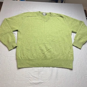 David Cremieux Mens 100% Cashmere V-Neck Sweater Green Size L Soft Luxury - Picture 1 of 10
