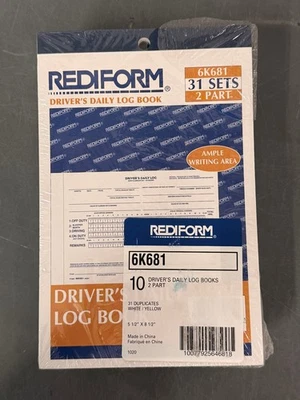 PACK OF 10 BOOKS Rediform Carbonless 2-Part Driver's Daily Log Books 6K681 - Image 1 of 4