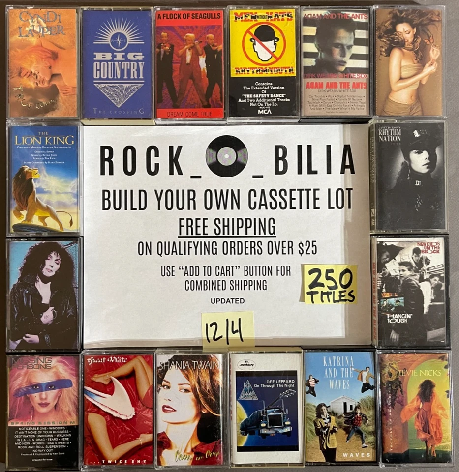 ALL $5 80's-90's ROCK POP BUY 5 & GET FREE SHIPPING BUILD YOUR CASSETTE TAPE LOT - Image 1 of 3