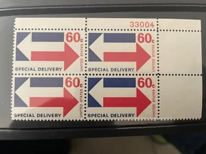 SFSTAMPS US E23 SPECIAL DELIVERY 60c STAMP PLATE BLOCK OF 4 MNH 1971 - Picture 1 of 1