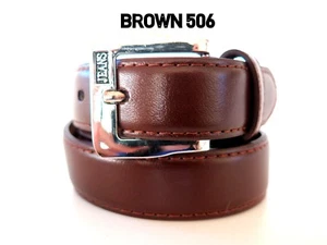 KID'S CHILDREN'S Boys Girls Stitched LEATHER Silver Buckle BELT Size S M L XL - Picture 1 of 6