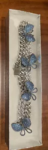 Beautiful 14k White Gold GF Choker Necklace With Butterfly Charms Nice ! - Picture 1 of 11