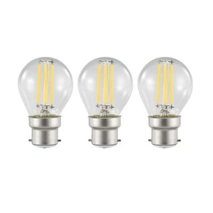 3 x LED Filament Fancy Round Lamp B22 4W 3000k Warm White Glass Bulb Globe 450lm - Picture 1 of 2