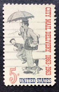 USA STAMP SG1220 CITY MAIL DELIVERY, ISSUED 1963, G/U - Picture 1 of 3