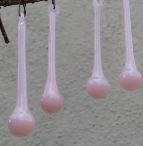 10 rare Art real glass crystal prism Pink Rose Opaline lamp chandelier part 3" - Picture 1 of 11