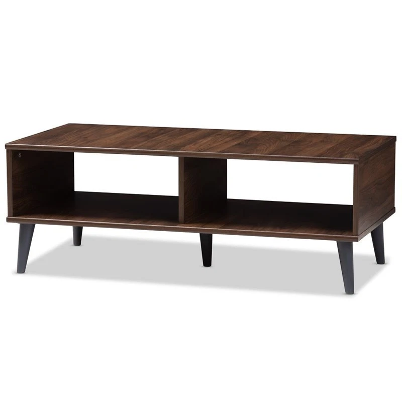 Baxton Studio Pierre Brown and Dark Grey Finished Wood Coffee Table