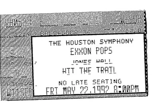 Biglietto Houston Symphony Stub Exxon Pops Hit the Trail Music Show 22/05/1992 - Foto 1 di 2