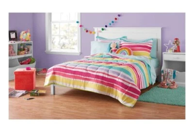 Striped Bedding Set Comforter & Sheets FULL Size Colorful 7pc Bed In A Bag  - Image 1 of 4