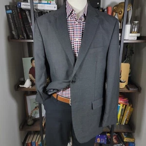 Merona Men's Sport Coat Blazer Two Button Gray Plaid Polyester Blend Size 44L - Picture 1 of 20