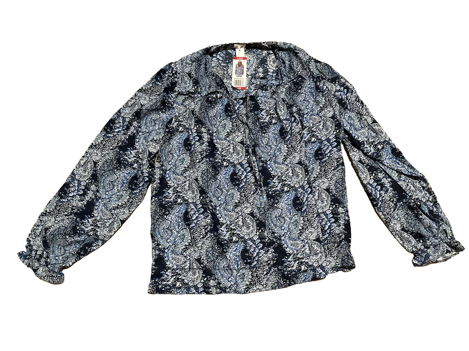 Joie Peasant blouse top Blue Patterned Women Bleu XL casual vacation office boho