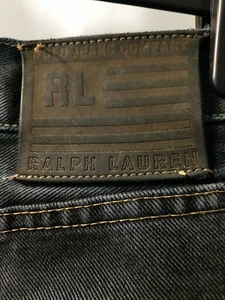 RALPH LAUREN MENS RAW DARK DENIM JEANS WASHED INDIGO DISTRESSED WORN W36 L32 - Picture 1 of 14